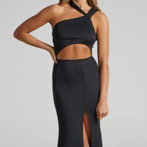 Showpo One Shoulder Maxi Dress in Black